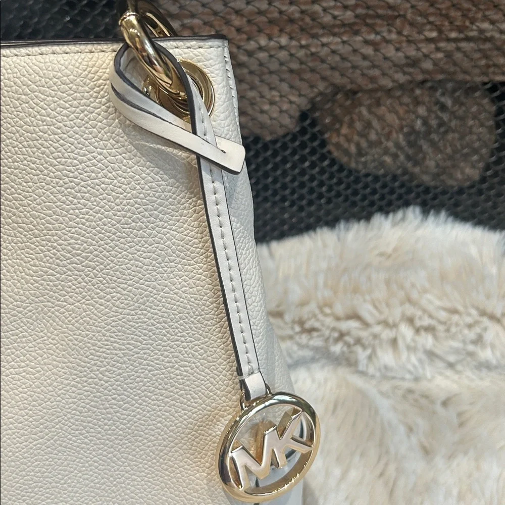 Michael Kors Creme Shoulder Bag with Gold Details